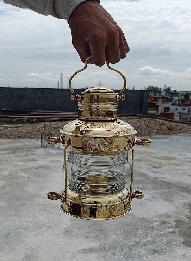 THOR INSTRUMENTS Nautical Brass Anchor Oil Lamp Leeds Burton Maritime Ship Lantern 14" Rustic Vintage Home Decor Gifts - Image 2